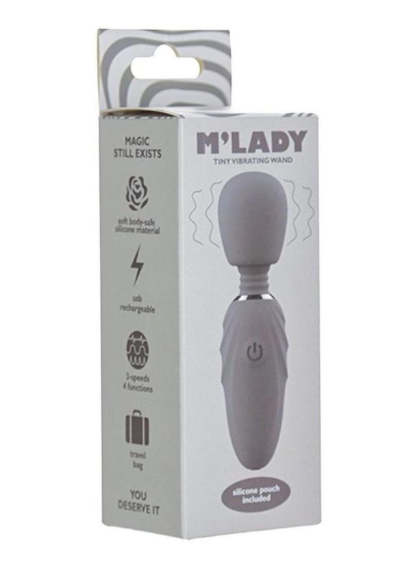 M`Lady Rechargeable Silicone Tiny Vibrating Wand - Grey