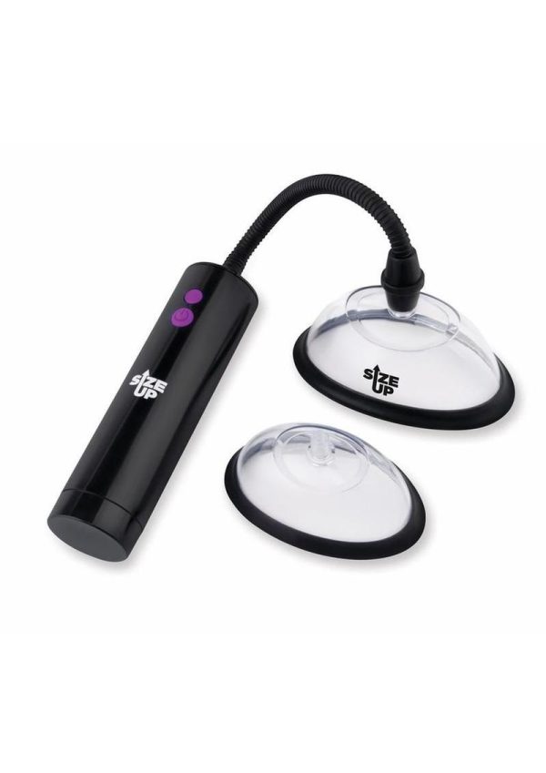 Size Up Rechargeable Pussy Pump Two Chambers - Black/Clear - Image 3
