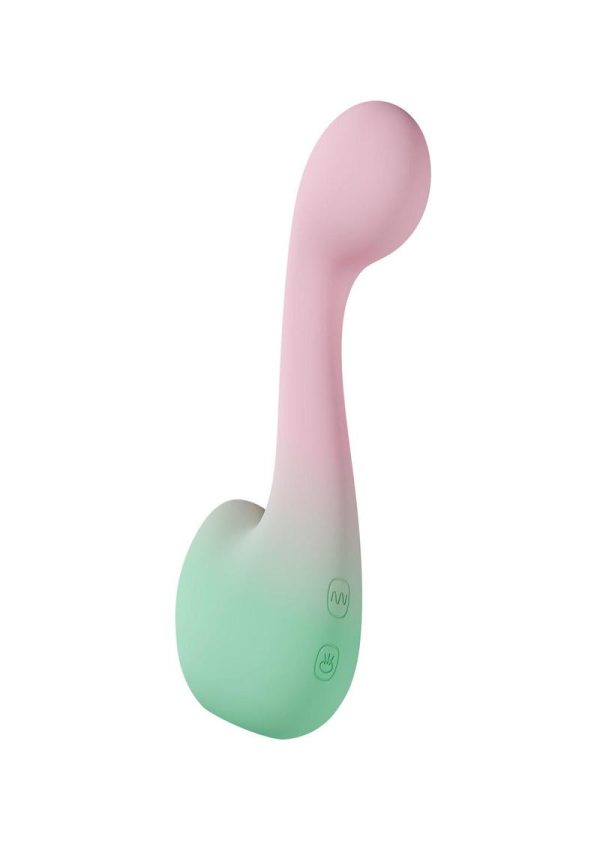 Play With Me Melody Rechargeable Silicone Dual-End Vibrator - Pink/Green - Image 3