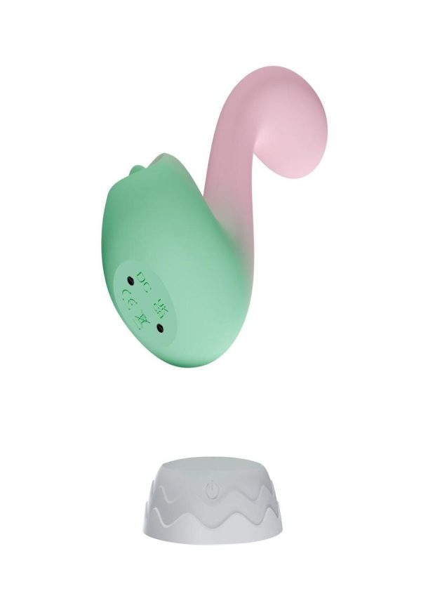 Play With Me Melody Rechargeable Silicone Dual-End Vibrator - Pink/Green - Image 4