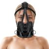 Master Series Lockable Head Harness with Muzzle - Black - Image 3