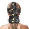 Master Series Lockable Head Harness with Muzzle - Black - Image 4