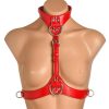 Master Series Vixen Female Chest Vegan Leather Harness - Red - Image 3
