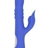 Pop Goes The O Rechargeable Silicone Triple Motor Thrusting Rabbit Vibrator - Blue