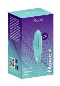 We-Vibe Moxie+ Wearable Rechargeable Silicone Panty Vibe Clitoral Stimulator with Remote Control - Aqua
