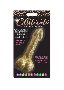Glitterati Penis Candle - Gold Glitter