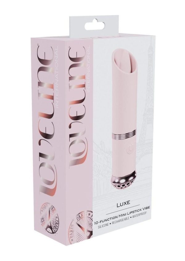 LoveLine Luxe Silicone Rechargeable 10 Function Mini Lipstick Vibrator - Pink