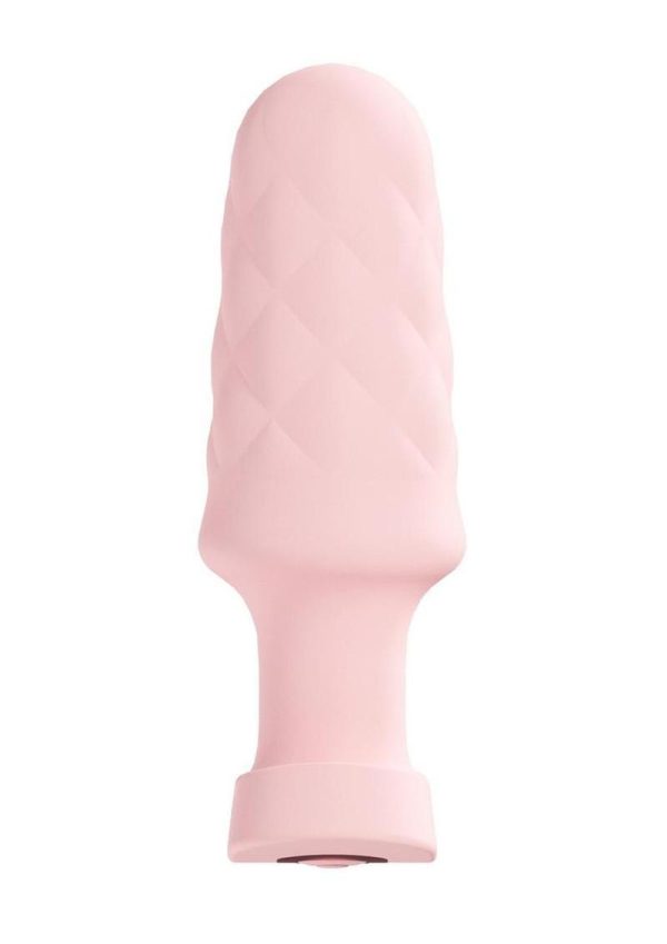 Loveline Velvet Silicone Rechargeable Vibrating Anal Plug with Remote Control - Pink - Image 3