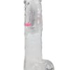 RealRock Vibrating LED Wireless Rechargeable Remote Control Cock with Balls 8in - Clear