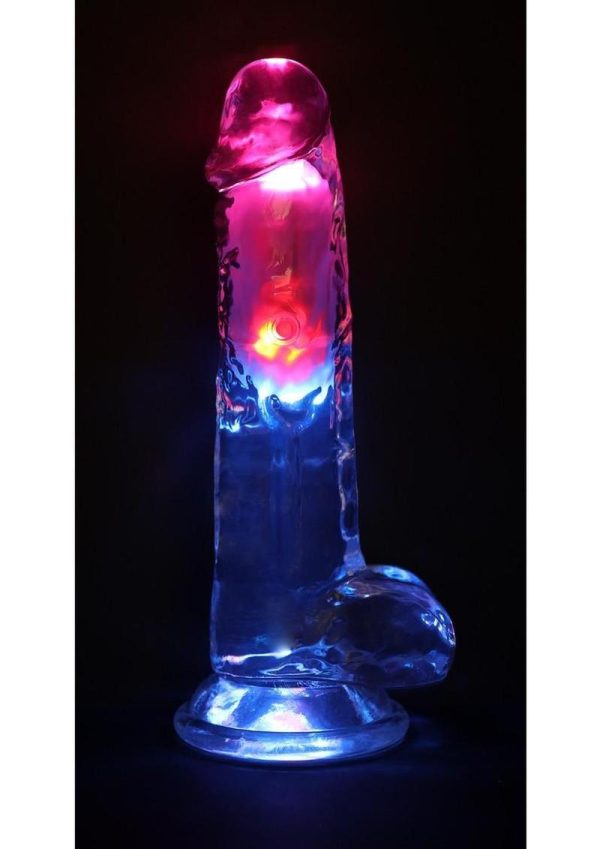RealRock Vibrating LED Wireless Rechargeable Remote Control Cock with Balls 8in - Clear - Image 4