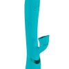 Vive Fiore Silicone Rechargeable Triple Motor G-Spot Air Wave VIbrating and Tapping Flared Clit Stimulator - Blue