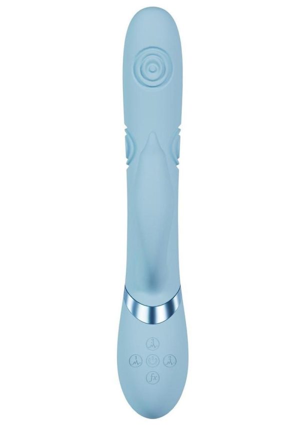 Vive Pallina Rechargeable Silicone Triple Motor G-Spot VIbrating and Tapping Beads Clit Stimulator - Blue - Image 3