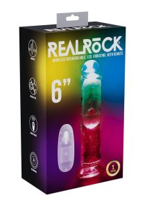 RealRock Vibrating LED Wireless Rechargeable Remote Control Straight Cock 6in - Clear