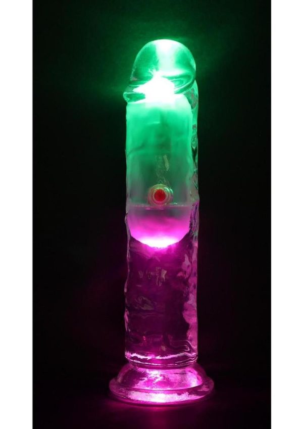 RealRock Vibrating LED Wireless Rechargeable Remote Control Straight Cock 6in - Clear - Image 4