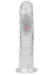 RealRock Vibrating LED Wireless Rechargeable Remote Control Straight Cock 8in - Clear