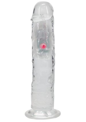 RealRock Vibrating LED Wireless Rechargeable Remote Control Straight Cock 8in - Clear