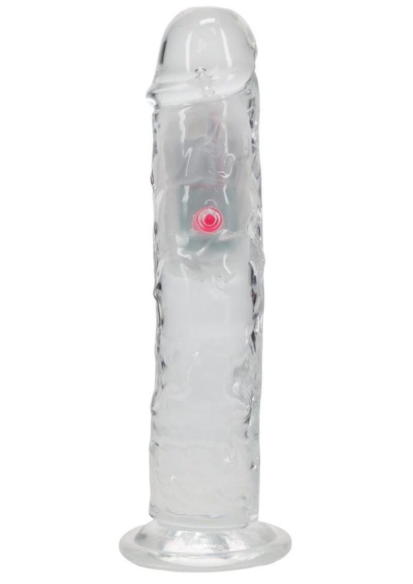 RealRock Vibrating LED Wireless Rechargeable Remote Control Straight Cock 8in - Clear