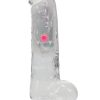 RealRock Vibrating LED Wireless Rechargeable Remote Control Cock with Balls 6in - Clear