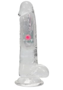 RealRock Vibrating LED Wireless Rechargeable Remote Control Cock with Balls 6in - Clear