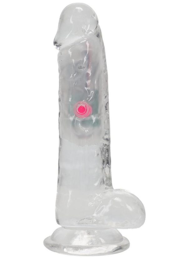 RealRock Vibrating LED Wireless Rechargeable Remote Control Cock with Balls 6in - Clear