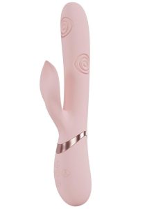 Vive Fronda Rechargeable Silicone Triple Motor G-Spot VIbrating and Tapping Leaf Clit Stimulator - Pink