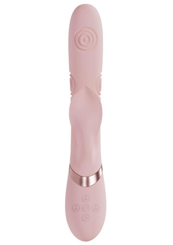 Vive Fronda Rechargeable Silicone Triple Motor G-Spot VIbrating and Tapping Leaf Clit Stimulator - Pink - Image 3