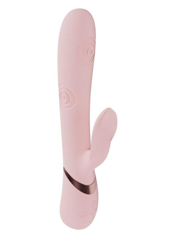 Vive Fronda Rechargeable Silicone Triple Motor G-Spot VIbrating and Tapping Leaf Clit Stimulator - Pink - Image 4