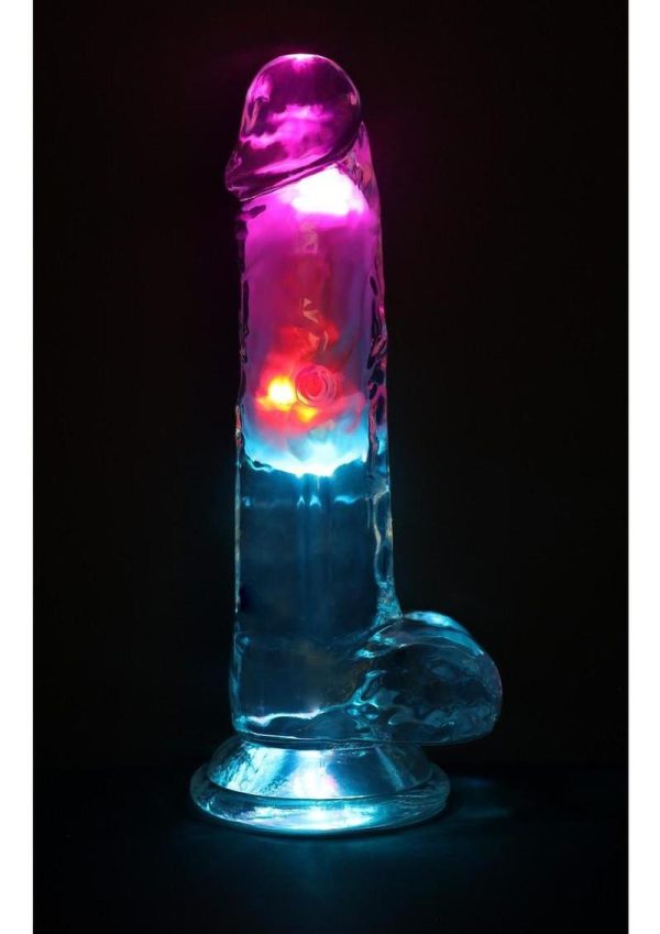 RealRock Vibrating LED Wireless Rechargeable Remote Control Cock with Balls 7in - Clear - Image 3