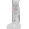 RealRock Vibrating LED Wireless Rechargeable Remote Control Cock with Balls 7in - Clear - Image 4