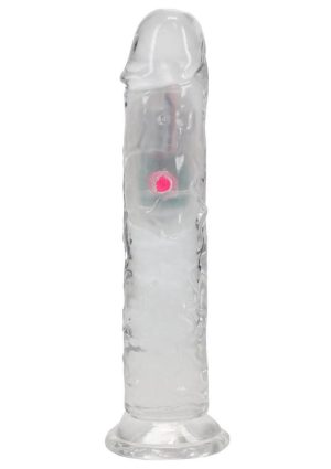 RealRock Vibrating LED Wireless Rechargeable Remote Control Straight Cock 7in - Clear
