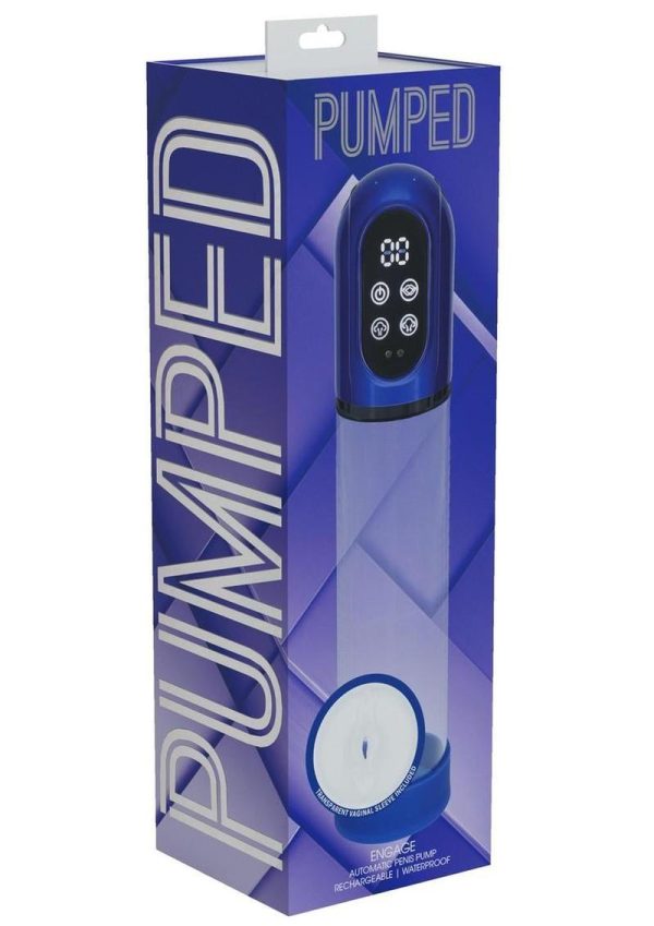 Pumped Engage  6 Function Automatic Rechargeable Penis Pump - Metallic Blue