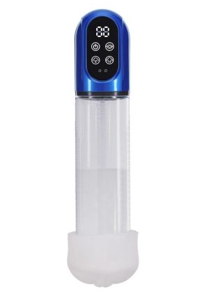 Pumped Engage  6 Function Automatic Rechargeable Penis Pump - Metallic Blue
