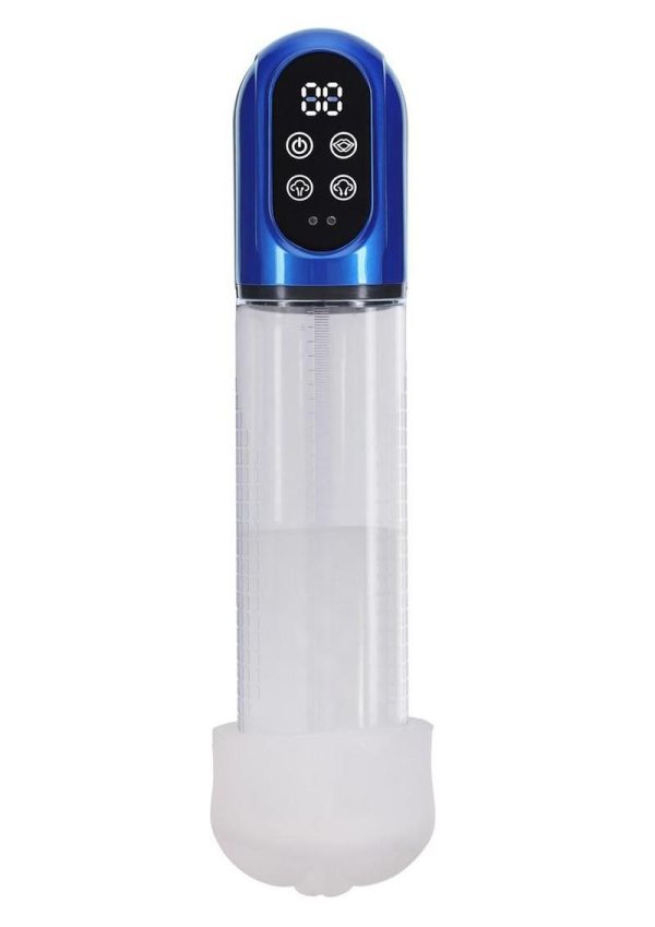 Pumped Engage  6 Function Automatic Rechargeable Penis Pump - Metallic Blue