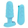 Loveline Velvet Rechargeable Silicone Vibrating Plug with Remote Control - Blue