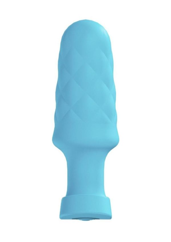 Loveline Velvet Rechargeable Silicone Vibrating Plug with Remote Control - Blue - Image 3