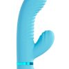 Loveline Mystique 10 Function Rechargeable Silicone Ribbed Rabbit - Blue
