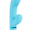 Loveline Mystique 10 Function Rechargeable Silicone Ribbed Rabbit - Blue - Image 3