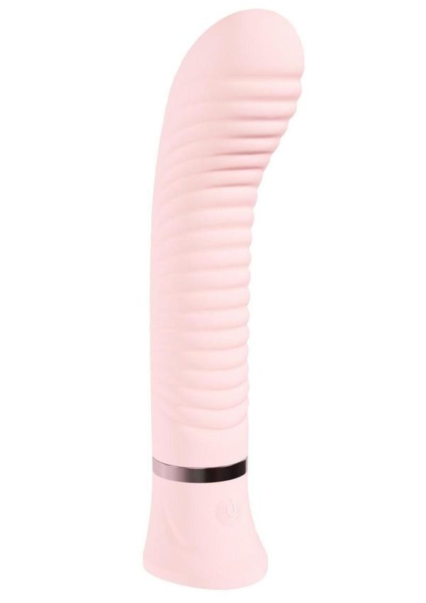 Loveline Divine 10 Function Rechargeable Silicone Ribbed G-Spot Vibrator - Pink - Image 3