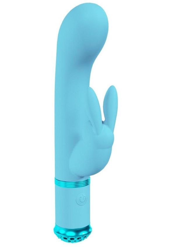 Loveline Belle 10 Function Rechargeable Silicone Rabbit Vibrator - Blue - Image 3