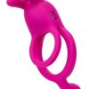 Closer intimate Rechargeable Ring Touch Silicone Dual Vibe Cock Ring with Clitoral Stimulator - Pink
