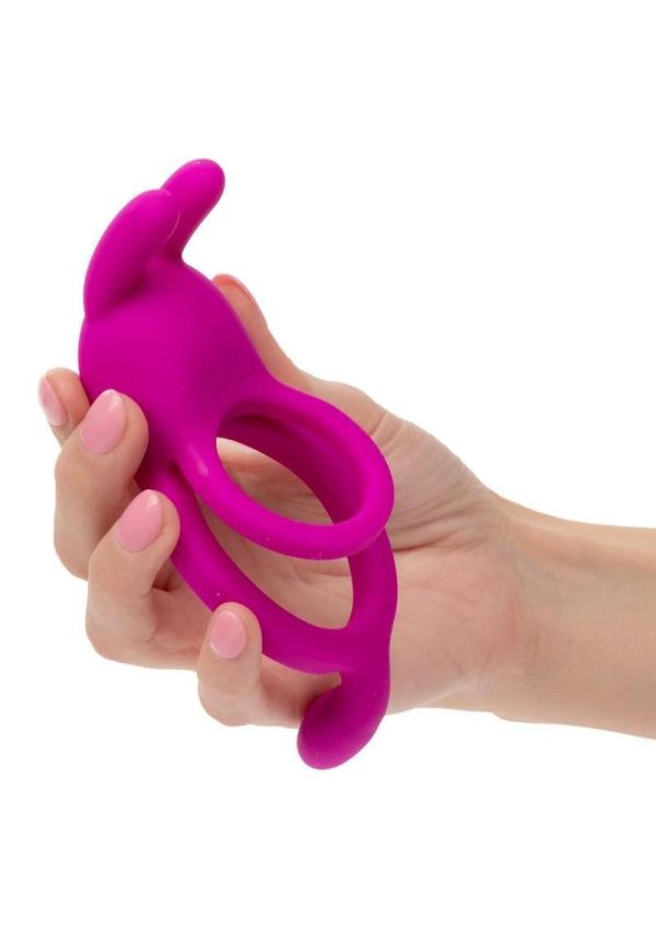 Closer intimate Rechargeable Ring Touch Silicone Dual Vibe Cock Ring with Clitoral Stimulator - Pink - Image 4