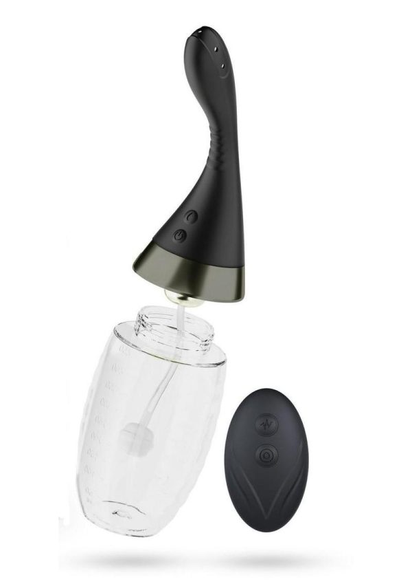 Anal Adventures Platinum Aqua Jet Rechargeable Silicone Anal Douche with Remote - Black/Clear - Image 3