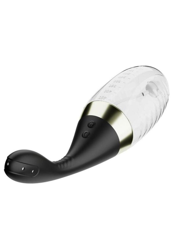 Anal Adventures Platinum Aqua Jet Rechargeable Silicone Anal Douche with Remote - Black/Clear - Image 4
