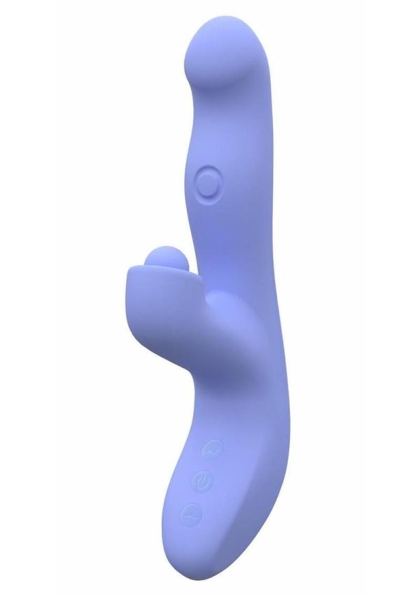 Blush Collection Simone Rechargeable Silicone Tapping Rabbit Vibrator - Blue - Image 3