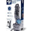 Size Up Ripple Inflatable Silicone Dildo with Balls 6in - Black