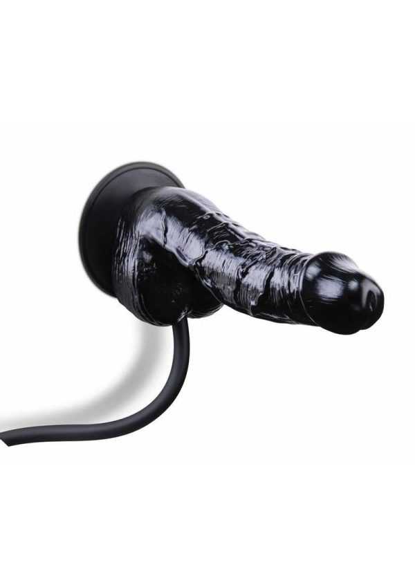 Size Up Ripple Inflatable Silicone Dildo with Balls 6in - Black - Image 3