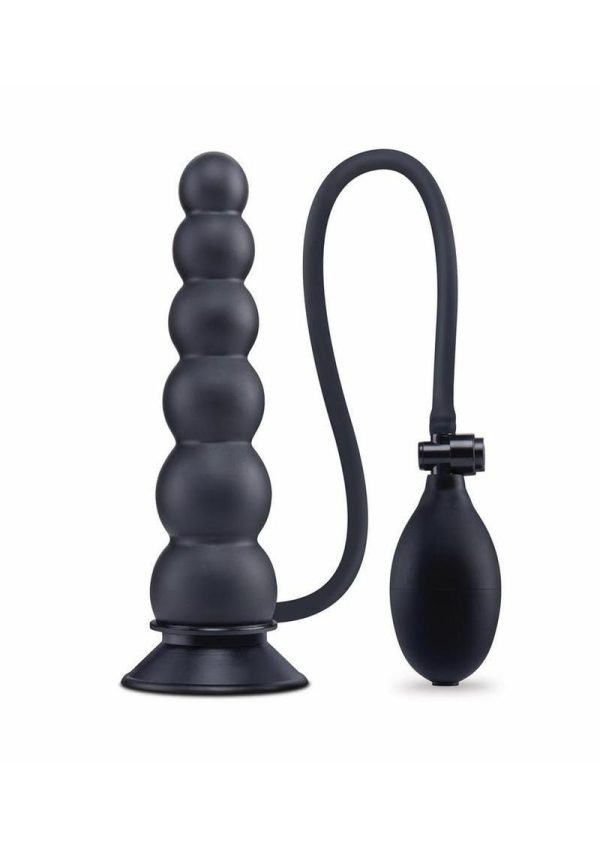 Size Up Ripple Inflatable Silicone Butt Plug 7in - Black