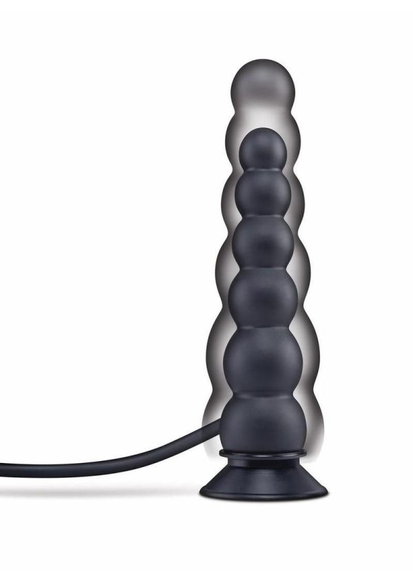 Size Up Ripple Inflatable Silicone Butt Plug 7in - Black - Image 4
