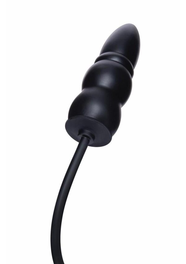 Size Up Ripple Inflatable Silicone Butt Plug 5.5in - Black - Image 3