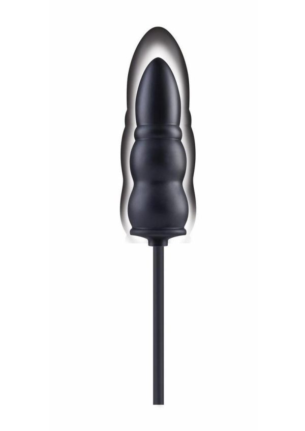 Size Up Ripple Inflatable Silicone Butt Plug 5.5in - Black - Image 4